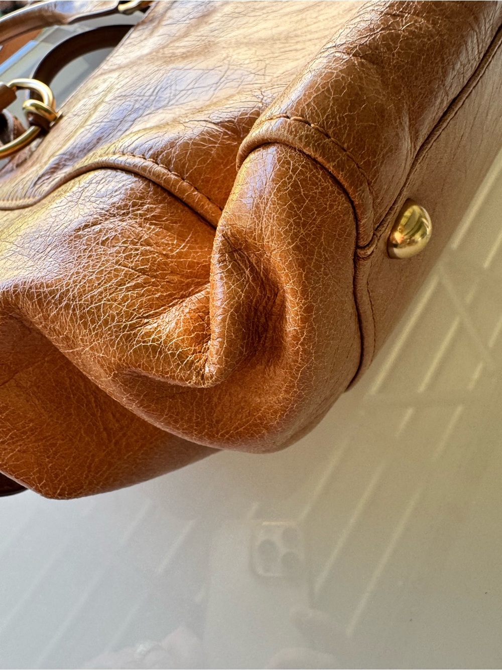 See By Chloe Cognac Brown Leather Satchel with Gold Accents - Picture 7 of 14